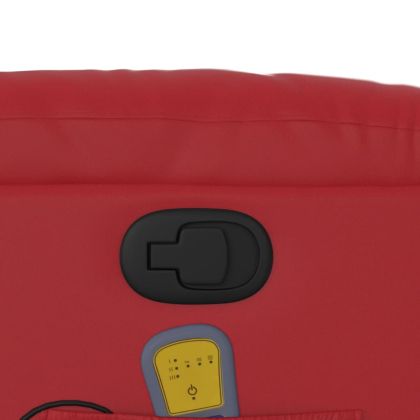 Масажен реклайнер стол, червен, изкуствена кожа