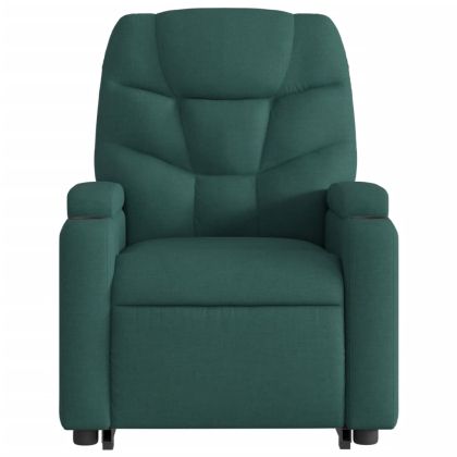 Електрически изправящ масажен реклайнер стол тъмнозелен текстил