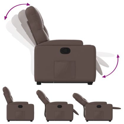 Изправящ реклайнер стол, кафяв, изкуствена кожа