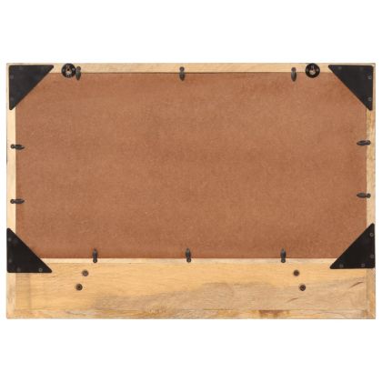 Огледало с рафт 80x8x55 см стъкло и масивно дърво манго