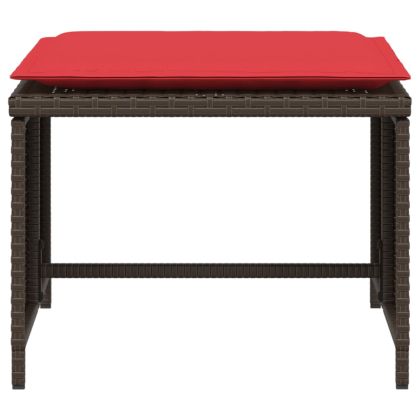 Градински стол с табуретка за крака кафяв полиратан