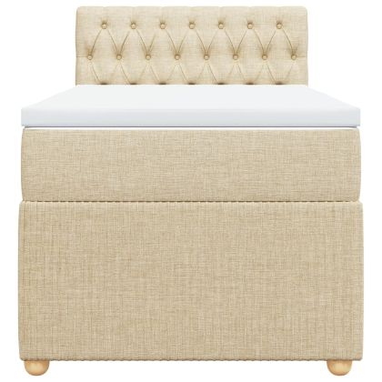 Боксспринг легло с матрак, кремава, 80x200 см, плат