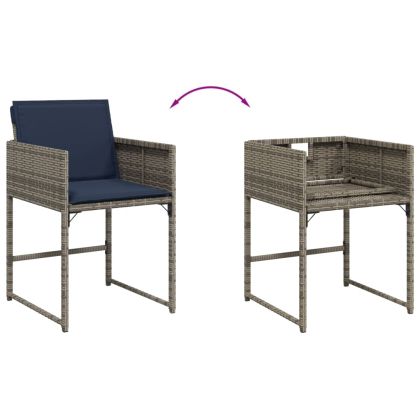 Градински столове с възглавници, 4 бр, сиви, полиратан