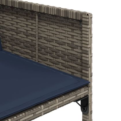 Градински столове с възглавници, 4 бр, сиви, полиратан