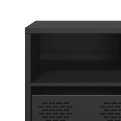 ТВ шкаф, черен, 135x39x43,5 см, студеновалцувана стомана