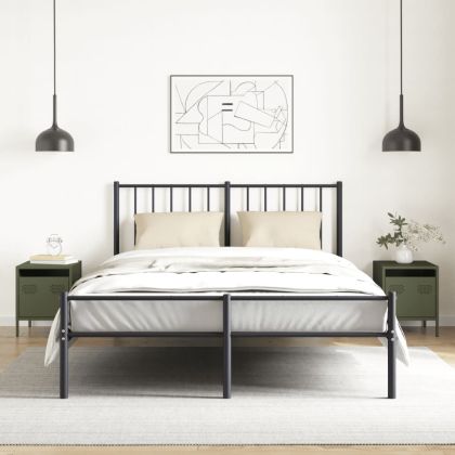 Нощни шкафчета, 2 бр, маслиненозелени, 35x39x43,5 см, стомана