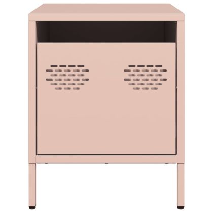 Нощни шкафчета, 2 бр, розови, 35x39x43,5 см, стомана