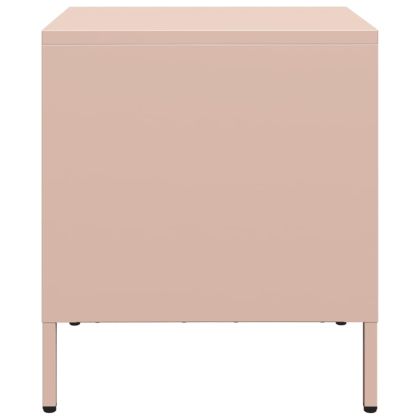 Нощни шкафчета, 2 бр, розови, 35x39x43,5 см, стомана