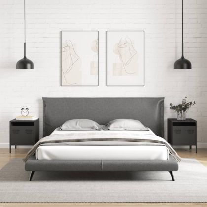 Нощни шкафчета, 2 бр, черни, 35x39x43,5 см, стомана