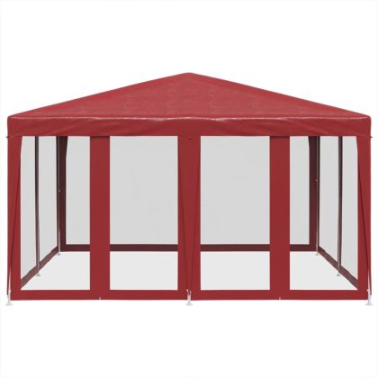 Парти палатка с 8 мрежести странични стени червена 4x4 м HDPE