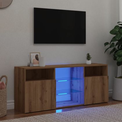 ТВ шкаф с LED осветление, 120x30x50 см, инженерно дърво