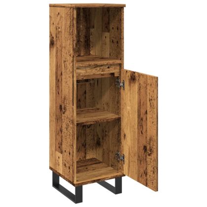 Шкаф за баня, старо дърво, 30x30x100 см, инженерно дърво