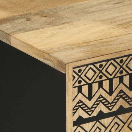 ТВ шкаф, черен, 105x33,5x46 см, грубо мангово дърво масив