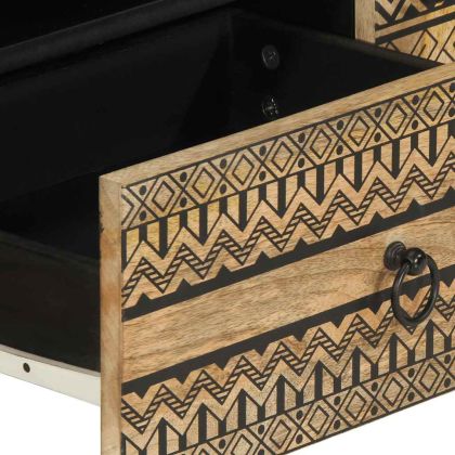 ТВ шкаф, черен, 105x33,5x46 см, грубо мангово дърво масив