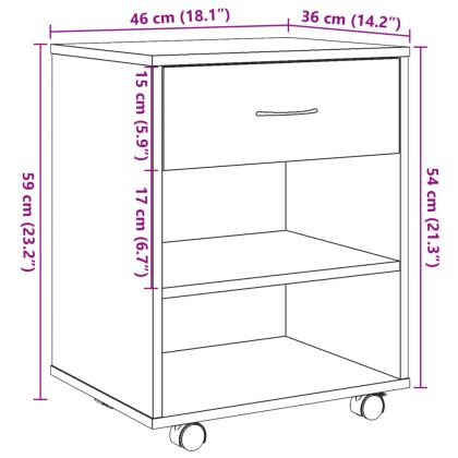 Подвижен шкаф, старо дърво, 46x36x59 см, инженерно дърво