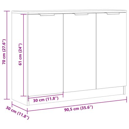 Сайдборд, старо дърво, 90,5x30x70 см, инженерно дърво