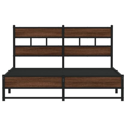 Метална рамка за легло, без матрак, кафяв дъб, 140x200 см