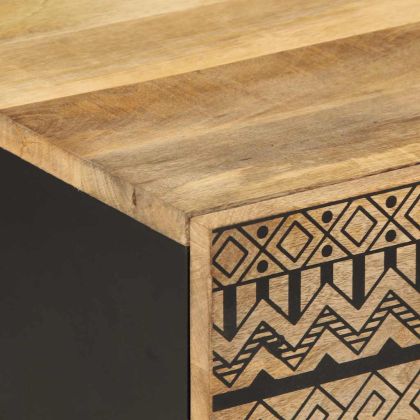 Кафе маса, черна, 100x54x40 см, грубо мангово дърво масив