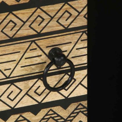 Кафе маса, черна, 100x54x40 см, грубо мангово дърво масив