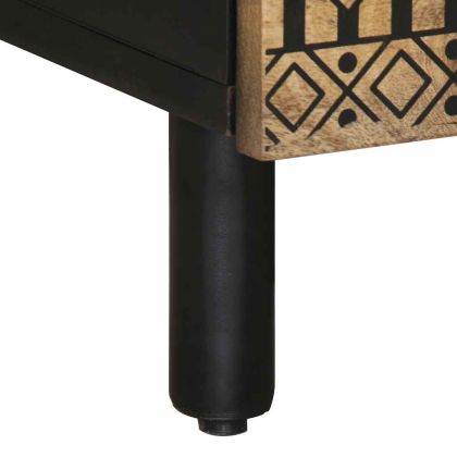 Кафе маса, черна, 100x54x40 см, грубо мангово дърво масив