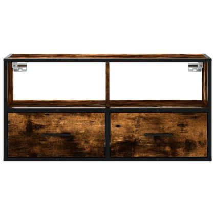 ТB шкаф, опушен дъб, 80x31x39,5 см, инженерно дърво и метал