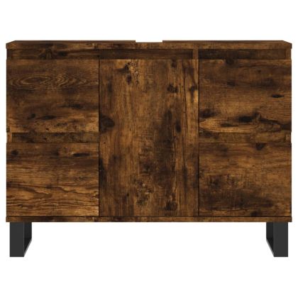 Шкаф за баня, опушен дъб, 80x33x60 см, инженерно дърво