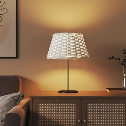 Абажур за лампа бял Ø15x30 см ракита