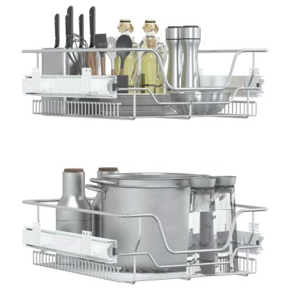 Издърпващи се телени кошници, 2 бр, сребристи, 45 см