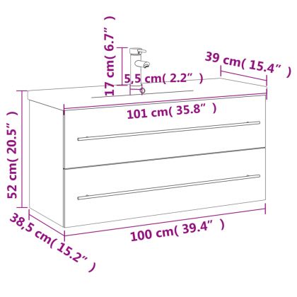 Шкаф за мивка за баня с вградена мивка, бял