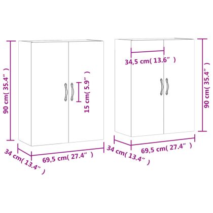 Стенни шкафове, 2 бр, опушен дъб, инженерно дърво