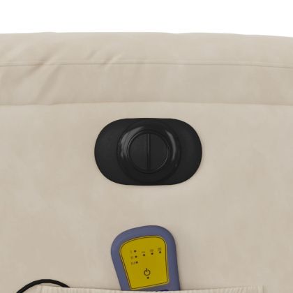 Електрически изправящ масажен реклайнер, бежов, микрофибър