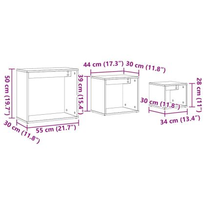 Стифиращи маси, 3 бр, дъб артизан, инженерно дърво