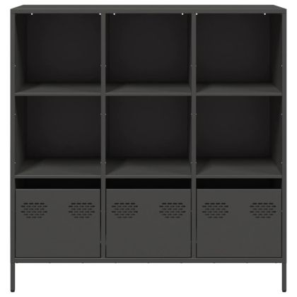 Висок шкаф, черен, 101,5x39x103,5 см, стомана