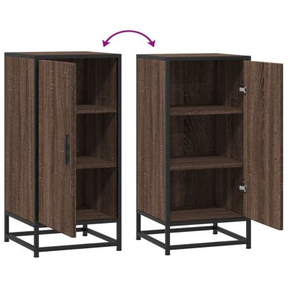 Сайдборд, кафяв дъб, 35,5x35x76 см, инженерно дърво и метал