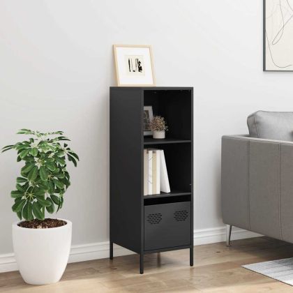 Висок шкаф, черен, 35x39x103,5 см, стомана