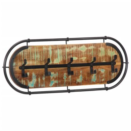 Стенна закачалка с 5 куки, регенерирано дърво масив