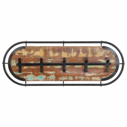 Стенна закачалка с 5 куки, регенерирано дърво масив