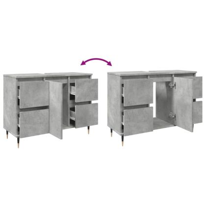 Шкаф за баня, бетонно сив, 80x33x60 см, инженерно дърво