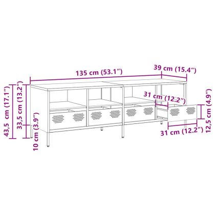 ТВ шкаф, розов, 135x39x43,5 см, студеновалцувана стомана