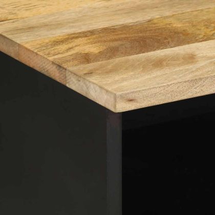 ТВ шкаф, черен, 70x33,5x46 см, грубо мангово дърво масив