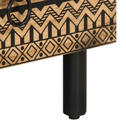 ТВ шкаф, черен, 70x33,5x46 см, грубо мангово дърво масив