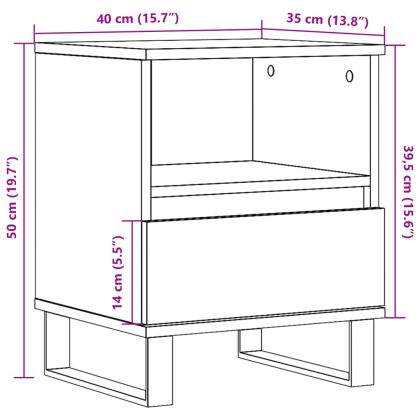 Нощно шкафче, старо дърво, 40x35x50 см инженерно дърво