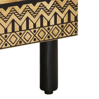 Нощно шкафче, черно, 40x33x46 см, масивно грубо дърво манго