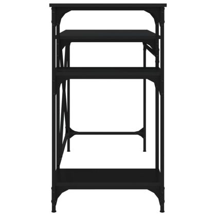 Бюро с рафтове, черно, 105x50x90 см инженерно дърво и желязо