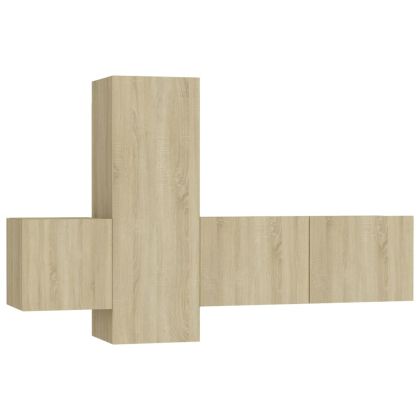 Комплект ТВ шкафове от 3 части, дъб сонома, инженерно дърво