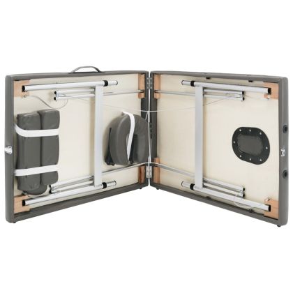 Масажна кушетка с 2 зони, алуминиева рамка, антрацит, 186х68 см