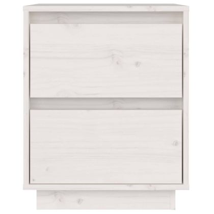 Нощно шкафче, бяло, 40x35x50 см, борово дърво масив