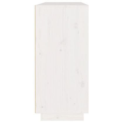 Сайдборд, бял, 110x34x75 см, бор масив