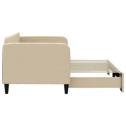 Канапе с изтеглящо разтегателно легло кремаво 80x200 см плат