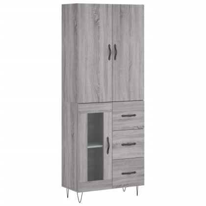 Висок шкаф, сив сонома, 69,5x34x180 см, инженерно дърво